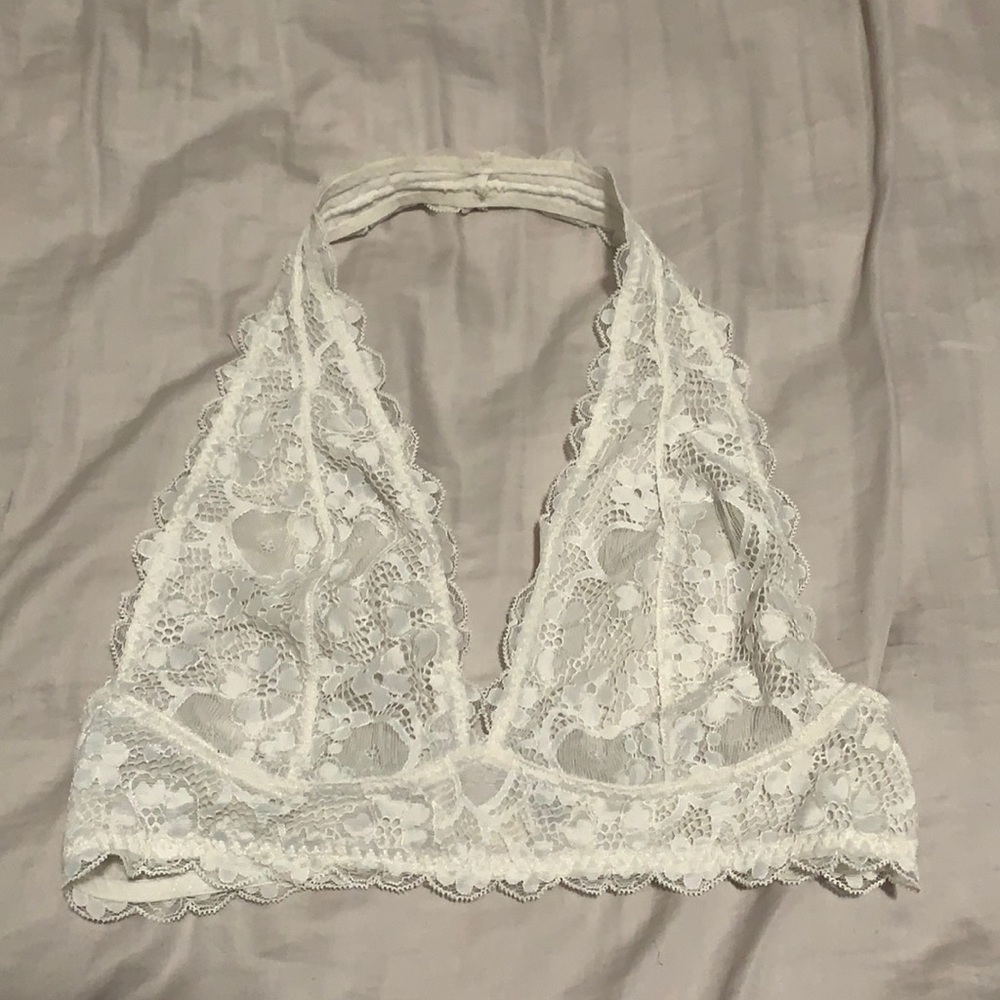 free people white lace halter bralette